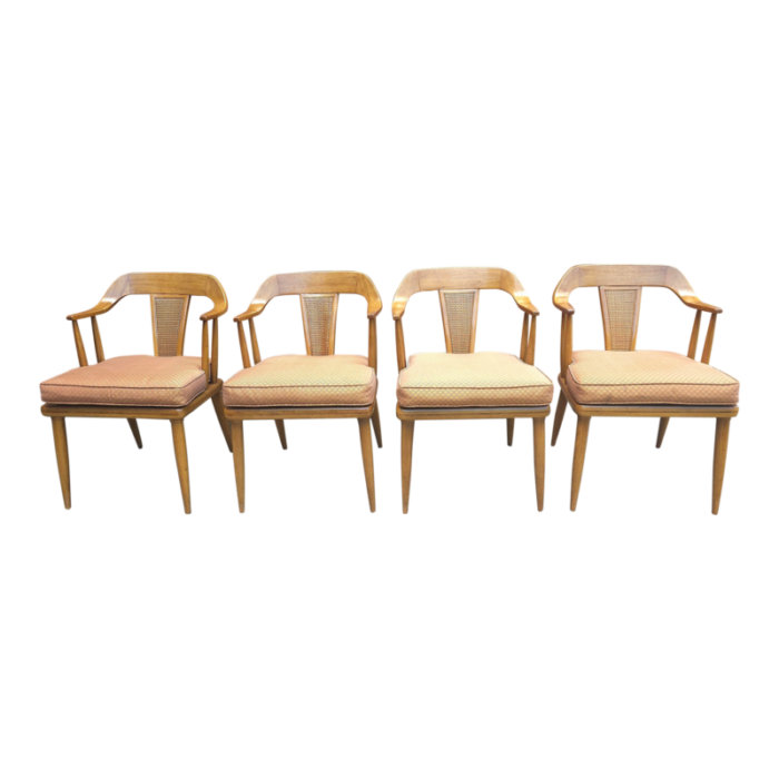 set of four lubberts and mulder for tomlinson walnut and cane bak armchair 2713