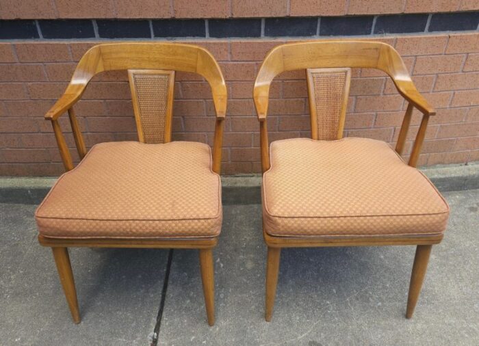 set of four lubberts and mulder for tomlinson walnut and cane bak armchair 8200