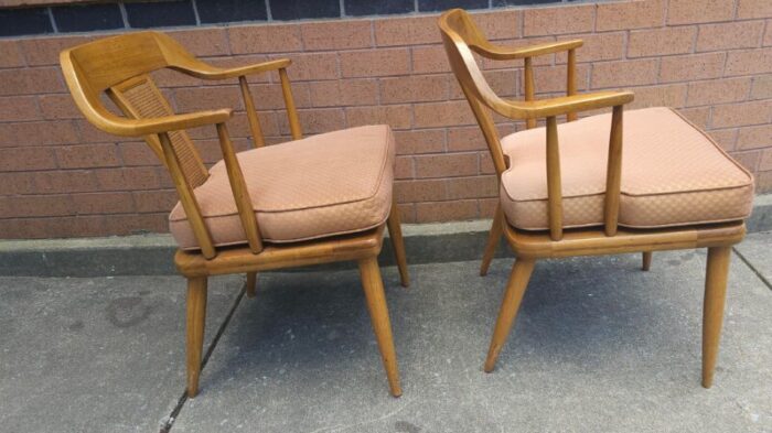 set of four lubberts and mulder for tomlinson walnut and cane bak armchair 9435