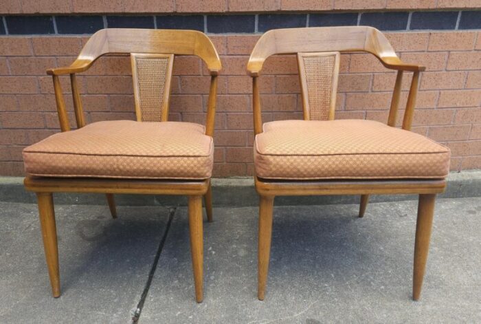 set of four lubberts and mulder for tomlinson walnut and cane bak armchair 9776