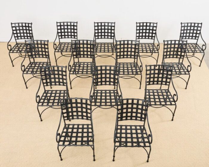 set of fourteen brown jordan florentine aluminum dining chairs 3512