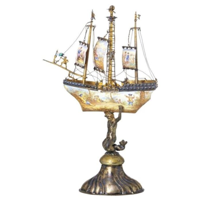 ship in silver in the style of ludwig pollitzer 19th century 1