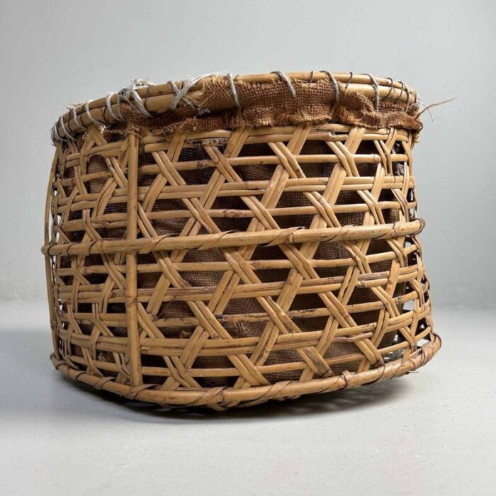 showa period japanese bamboo harvest basket 1960s 10