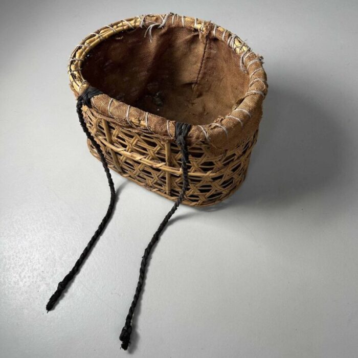 showa period japanese bamboo harvest basket 1960s 2