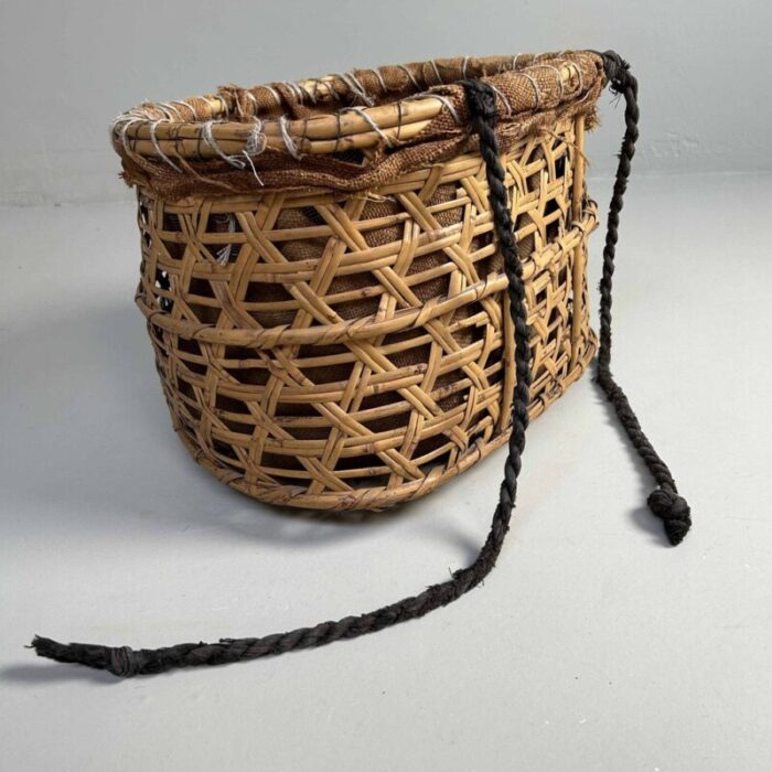 showa period japanese bamboo harvest basket 1960s 8