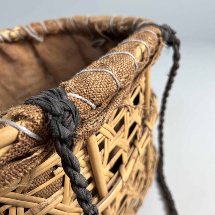 showa period japanese bamboo harvest basket 1960s 9