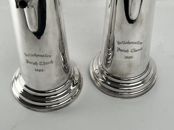 silver plated communion wine flagons from bellahouston parish church sheffield 1888 set of 2 6