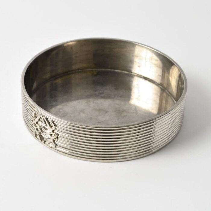 silver plated wine bottle coaster from loewe 1980s 5