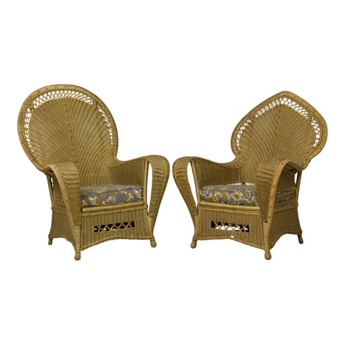 similar art deco gold painted paper cord wicker armchairs a pair 7387