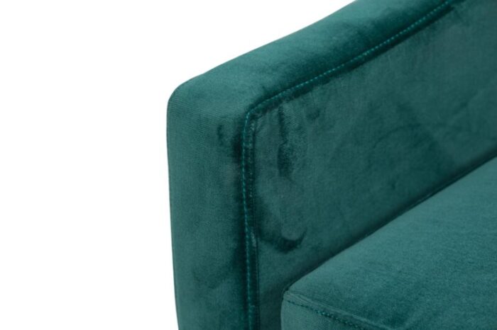 sintra contemporary modern dark sea green velvet and polished bronze sofa 2398