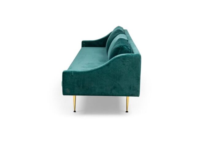 sintra contemporary modern dark sea green velvet and polished bronze sofa 2930