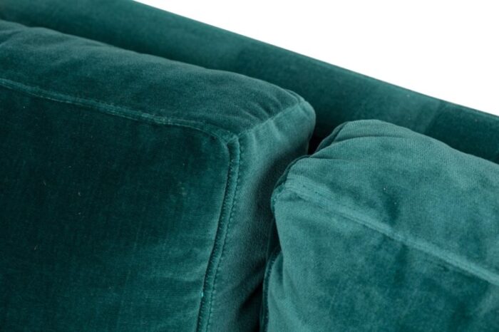 sintra contemporary modern dark sea green velvet and polished bronze sofa 8523