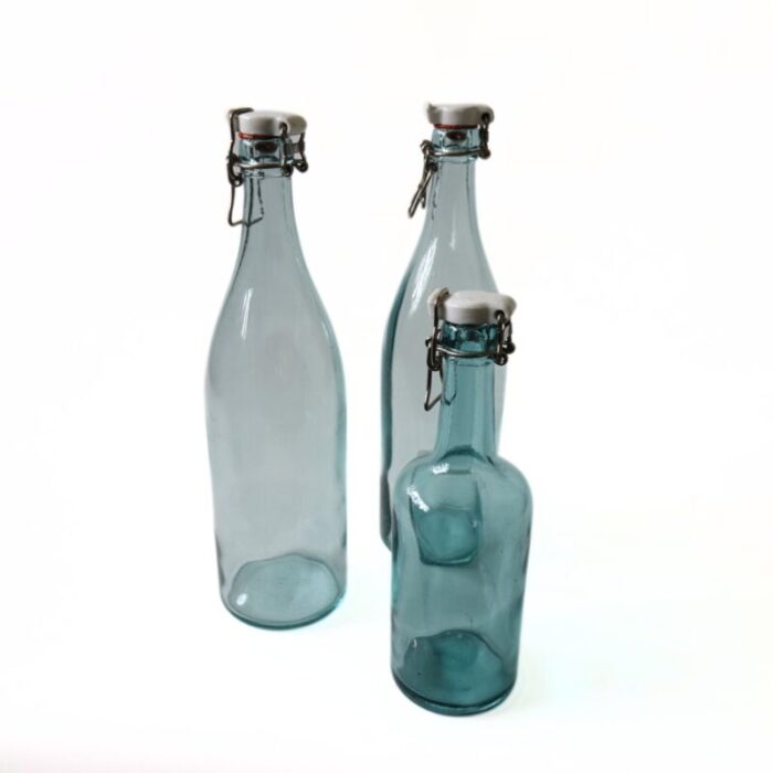 small green glass bottle with porcelain lid from arnaes sweden early 1900s 3