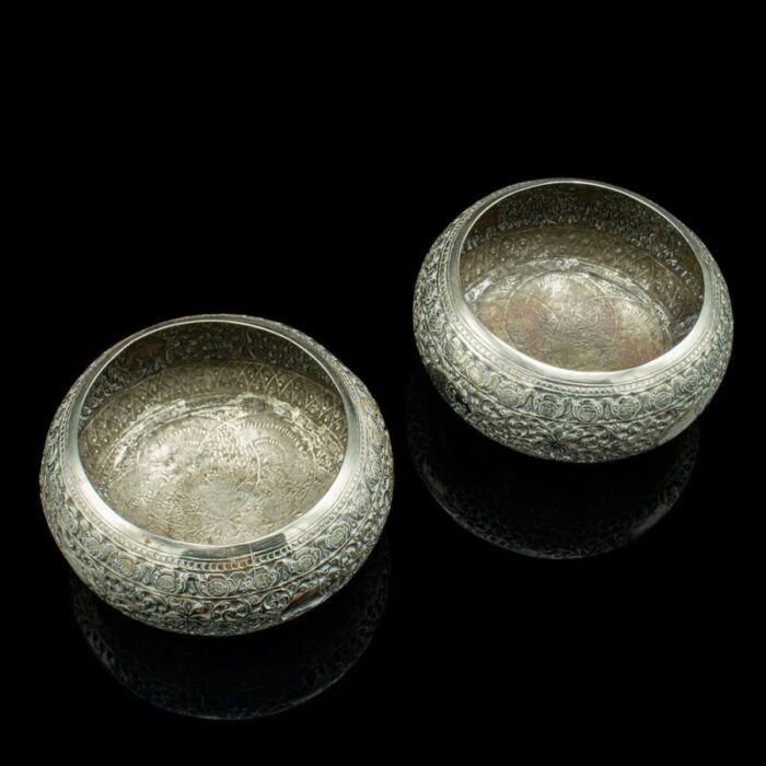 small indian chutney silver plate serving bowl set of 2 6