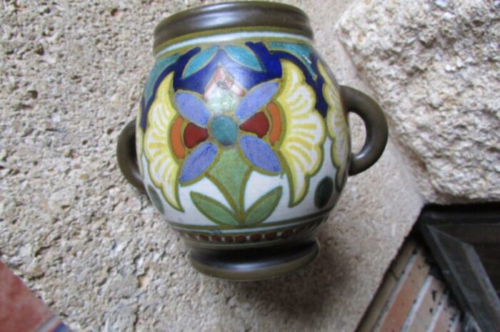 small pot with handles from gouda holland 1930s 2