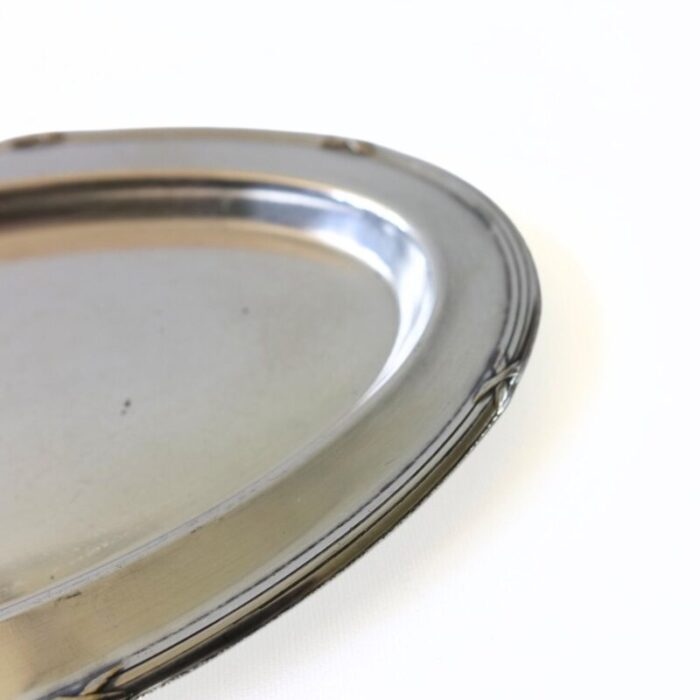 small silver plated oval tray x design sweden 1900s 2