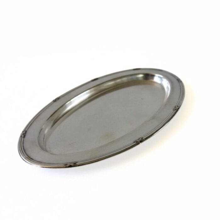 small silver plated oval tray x design sweden 1900s 4