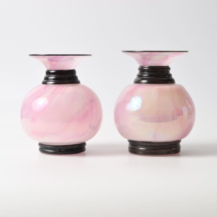 spatter glass vases from jean beck 1920s set of 2 1