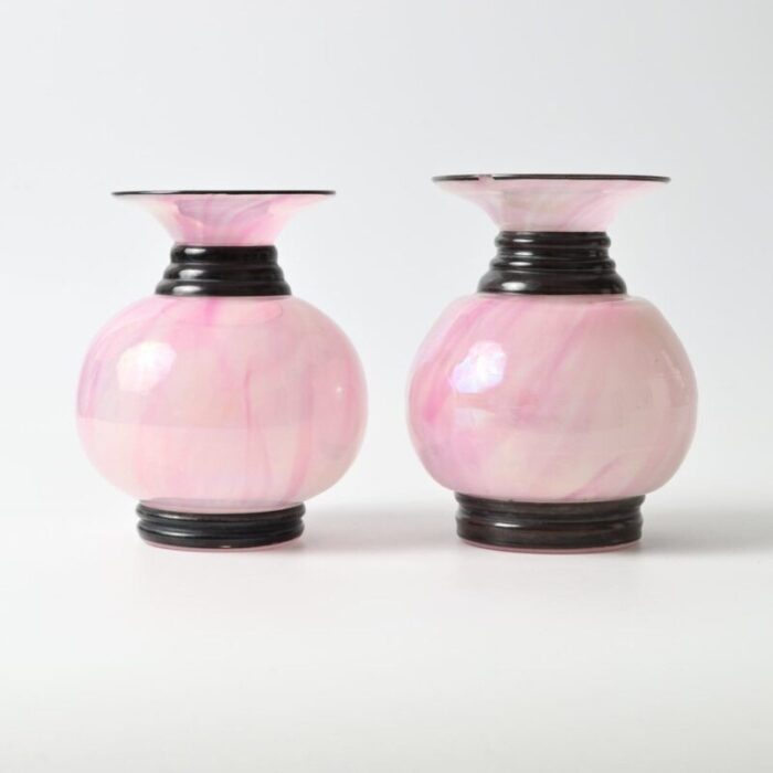 spatter glass vases from jean beck 1920s set of 2 2