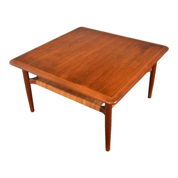 square teak cane coffee table by gunnar schwartz 5529