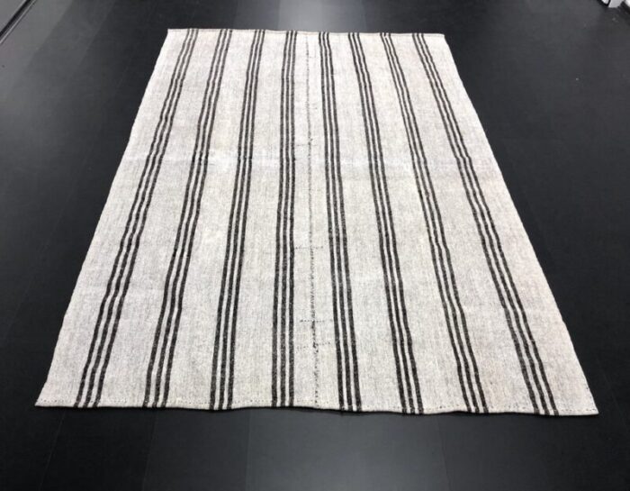 striped handmade natural kilim rug 1960s 1