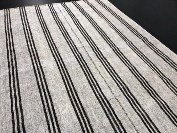 striped handmade natural kilim rug 1960s 3