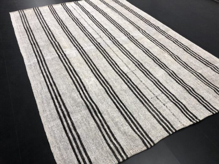 striped handmade natural kilim rug 1960s 5