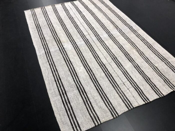 striped handmade natural kilim rug 1960s 7