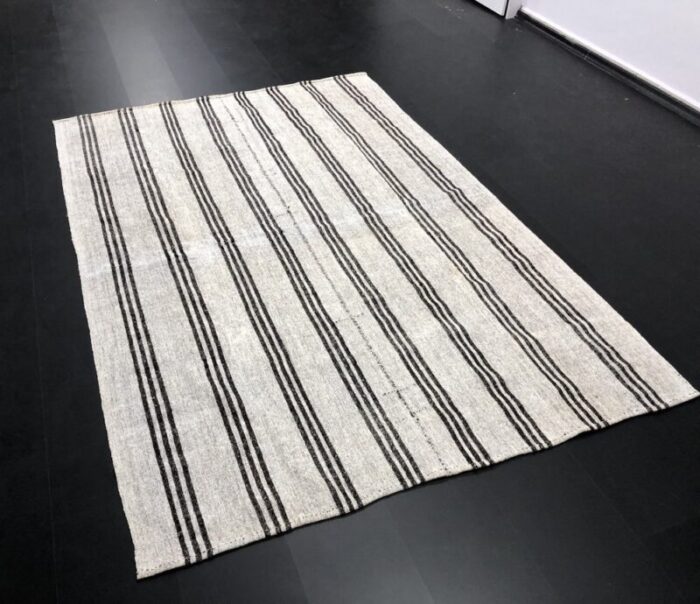 striped handmade natural kilim rug 1960s 8