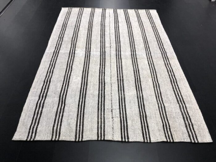 striped handmade natural kilim rug 1960s 9