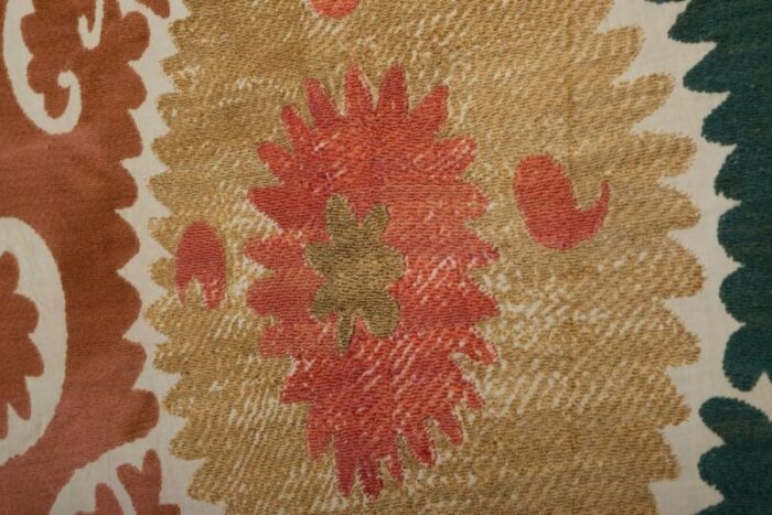 suzani faded tapestry uzbek table cloth tan and brown chocolate tribal embroidery wall decor boho bedspread 311 x 44 9