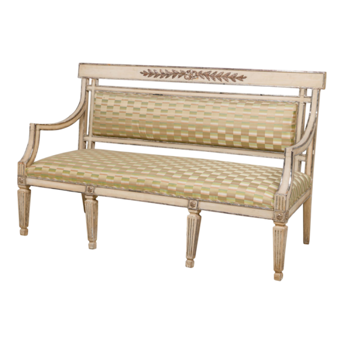 swedish neo classical white painted and parcel gilt settee 0025