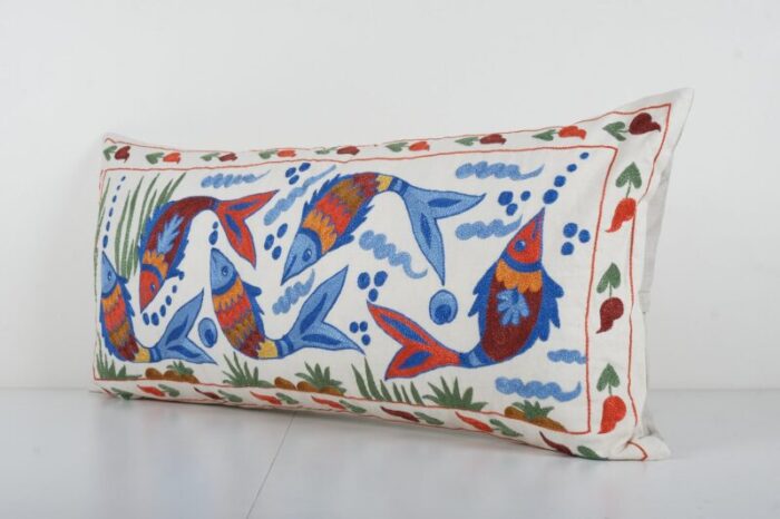 tashkent suzani cushion cover with fish motif 3 1