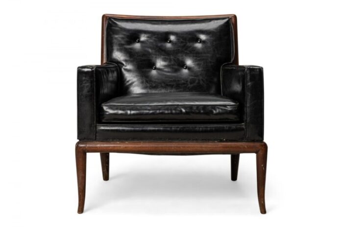 th robsjohn gibbings for widdicomb american mid century black tufted leather lounge chair 1390