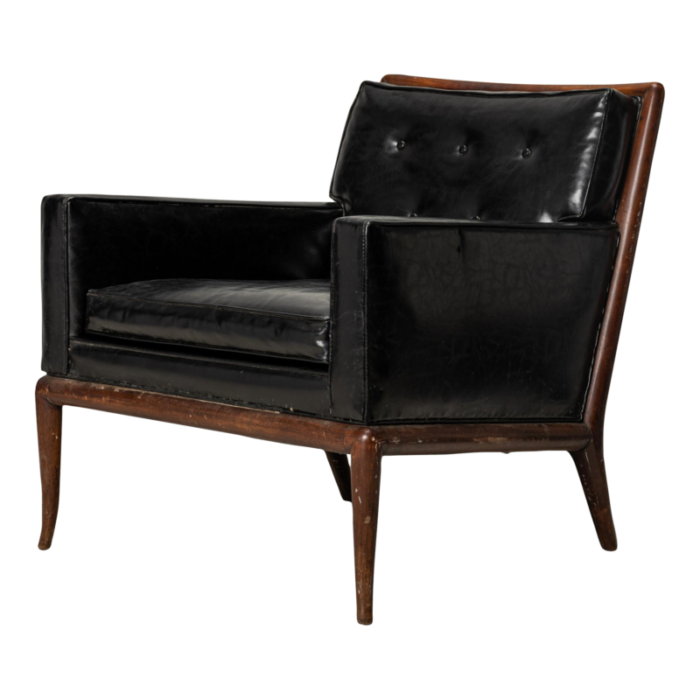 th robsjohn gibbings for widdicomb american mid century black tufted leather lounge chair 3787