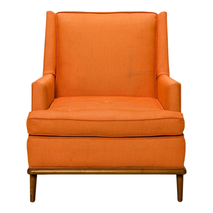 th robsjohn gibbings for widdicomb american mid century high back orange upholstered lounge chair 7631