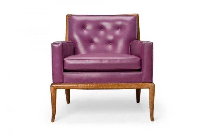 th robsjohn gibbings for widdicomb american mid century purple tufted vinyl lounge chair 1609