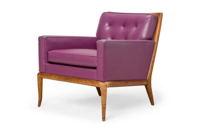 th robsjohn gibbings for widdicomb american mid century purple tufted vinyl lounge chair 9964