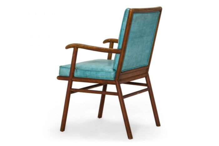 th robsjohn gibbings for widdicomb american mid century walnut and blue vinyl dining armchair 5255