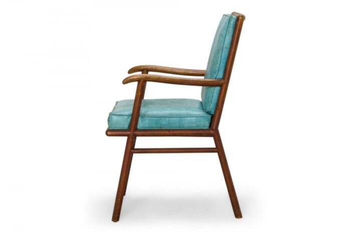 th robsjohn gibbings for widdicomb american mid century walnut and blue vinyl dining armchair 5591