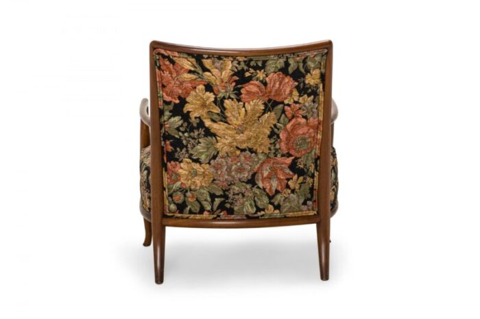 th robsjohn gibbings for widdicomb mid century french walnut and floral upholstered armchair 3116