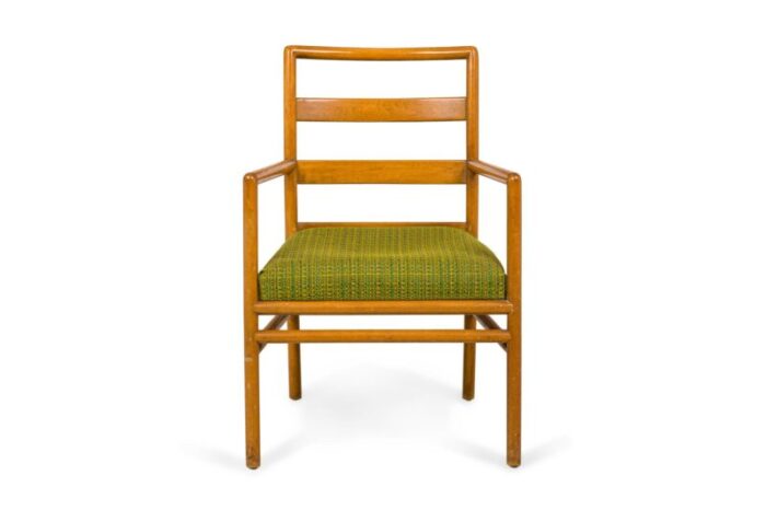 th robsjohn gibbings for widdicomb mid century ladder back green seat dining chairs set of 3 0318