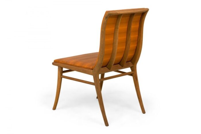 th robsjohn gibbings for widdicomb mid century striped orange upholstered walnut dining side chair 3013