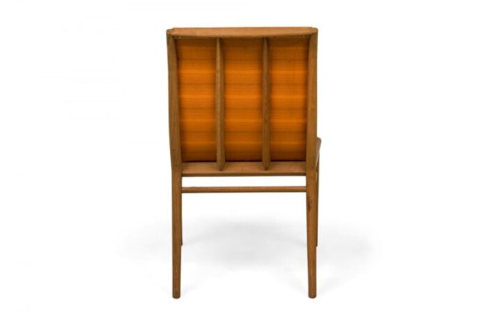 th robsjohn gibbings for widdicomb mid century striped orange upholstered walnut dining side chair 5411