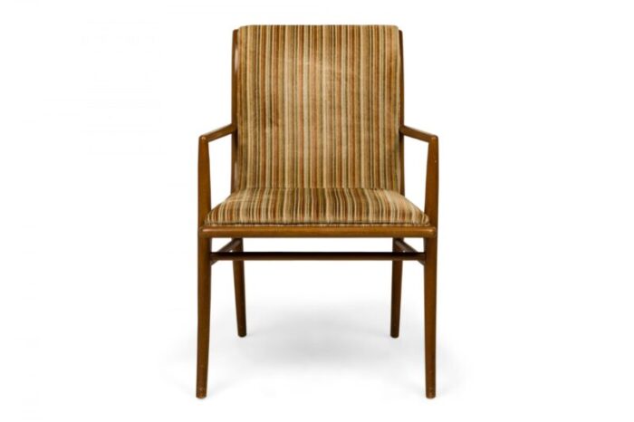 th robsjohn gibbings for widdicomb mid century striped upholstered walnut dining armchairs a pair 2106