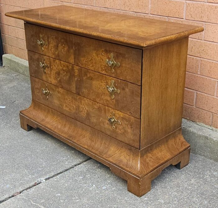 tomlinson sophisticate cross banded walnut and burl low storage chest 1438