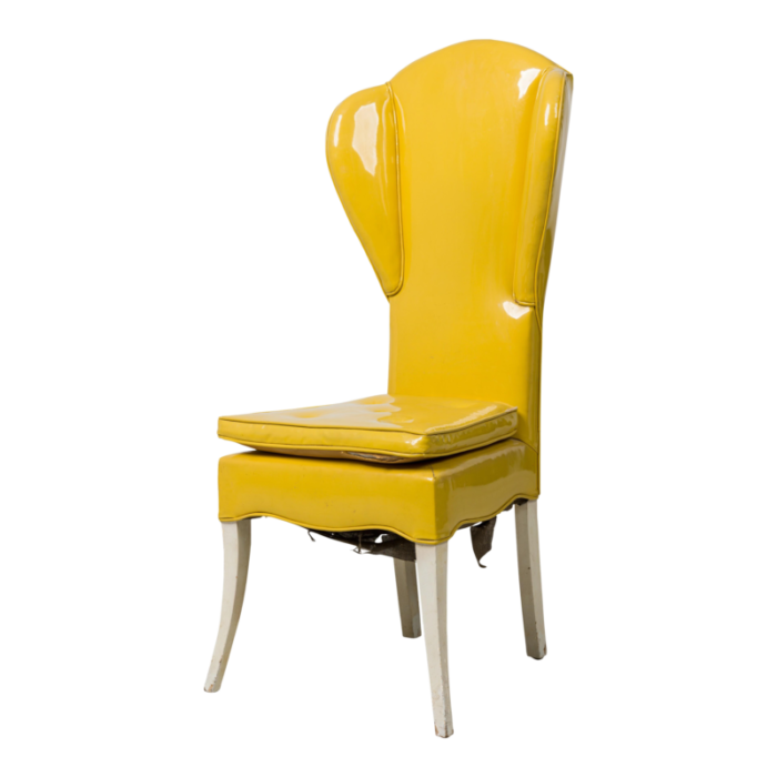 tommi parzinger mid century american yellow vinyl upholstered wing chair 1990