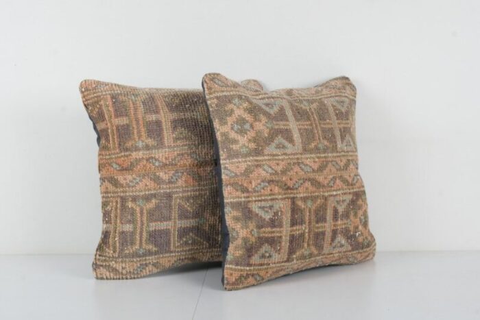 turkish tribal tan and brown oushak rug cushion covers set of 2 3