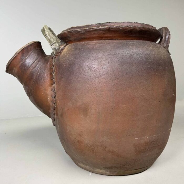 very large taisho period earthenware pouring pitcher garden ornament shigaraki japan 1920s 20