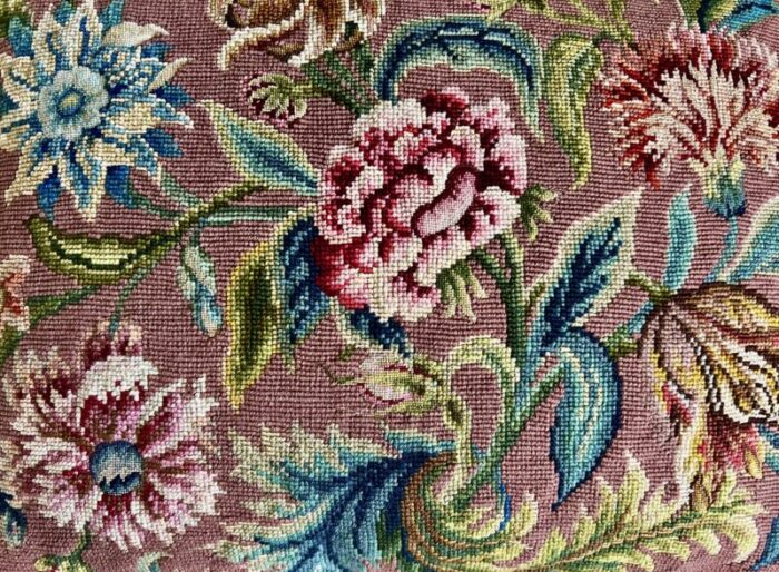 vibrant vintage floral hand needlepointed pillowcushion with featherdown insert 7196